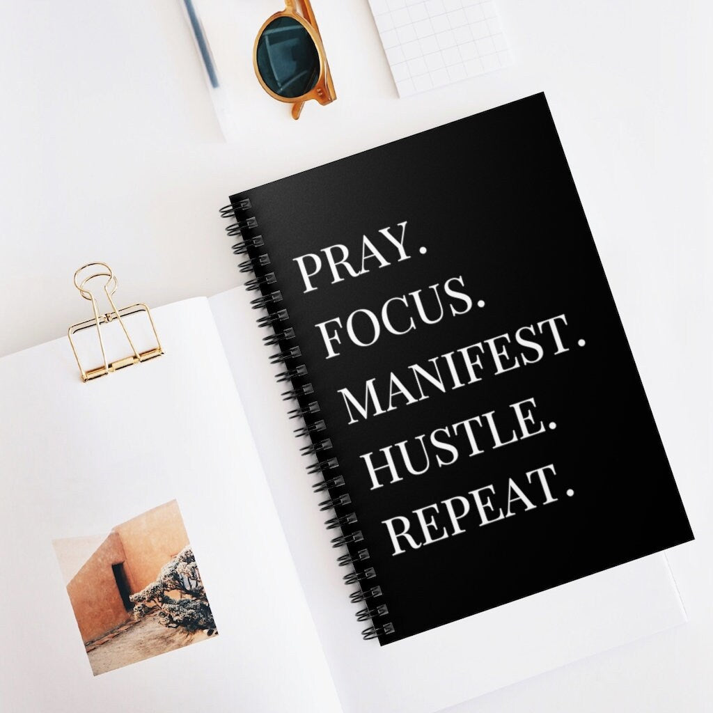 Pray Focus Manifest Hustle Spiral Notebook