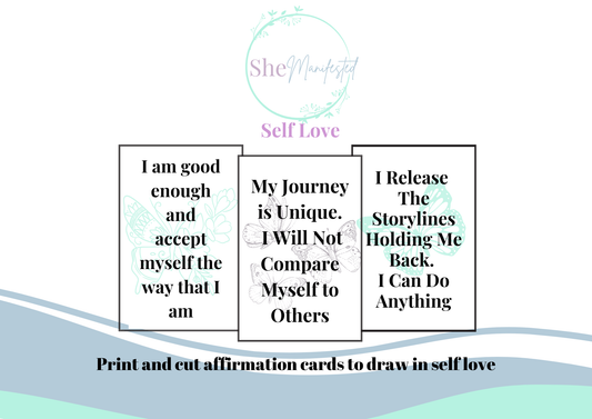 Self Love Affirmation Manifest Confidence Printable Card Deck