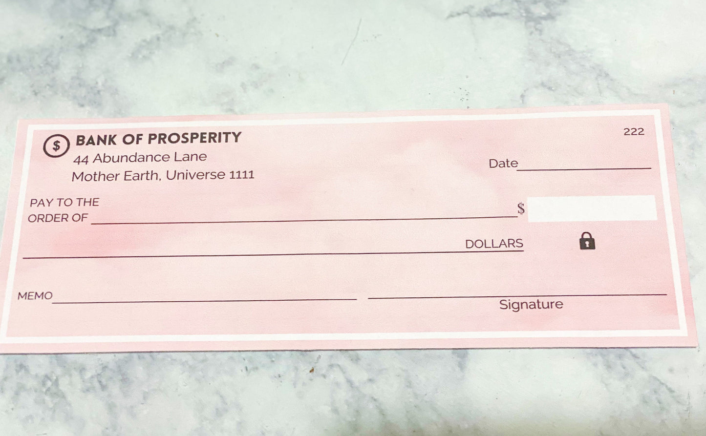 Pink Cloud Manifest Law of Attraction Abundance Printable Checks