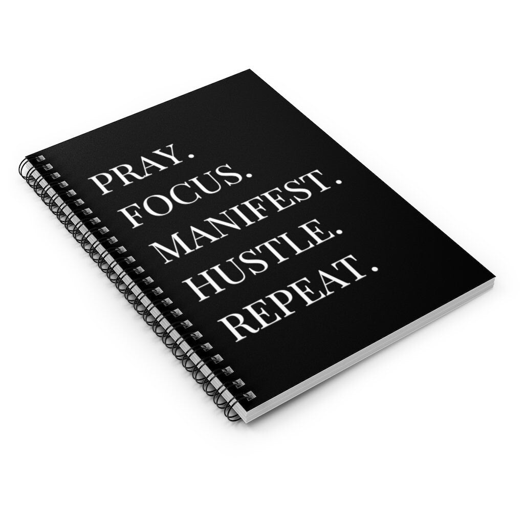 Pray Focus Manifest Hustle Spiral Notebook